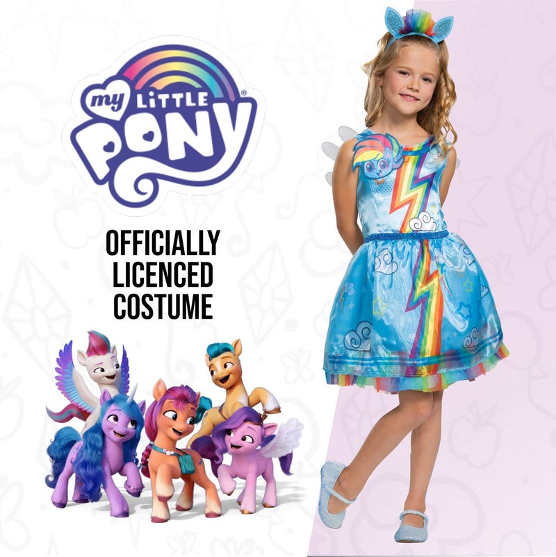 Disguise Rainbow Dash My Little Pony Costume for Girls, Children's Character Dress Outfit, Classic Kids Size Small (4-6x), Blue & Rainbow (104719L) - Image 3